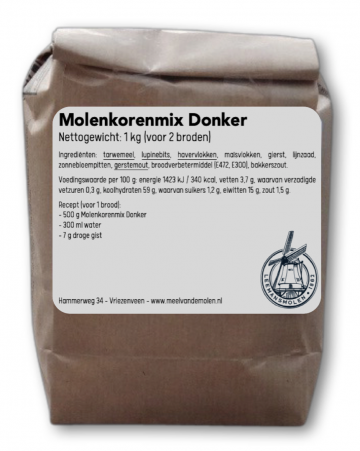 Molenkoren donker 1kg   meel van de molen