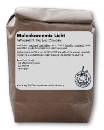 Molenkoren licht 1kg   meel van de molen