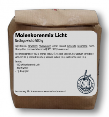Molenkoren licht 500g   meel van de molen