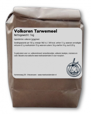 Volkoren tarwemeel 1kg   meel van de molen