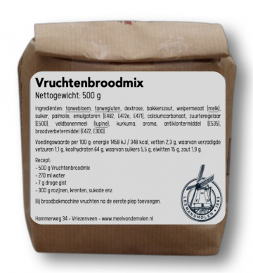 Vruchtenbroodmix   meel van de molen